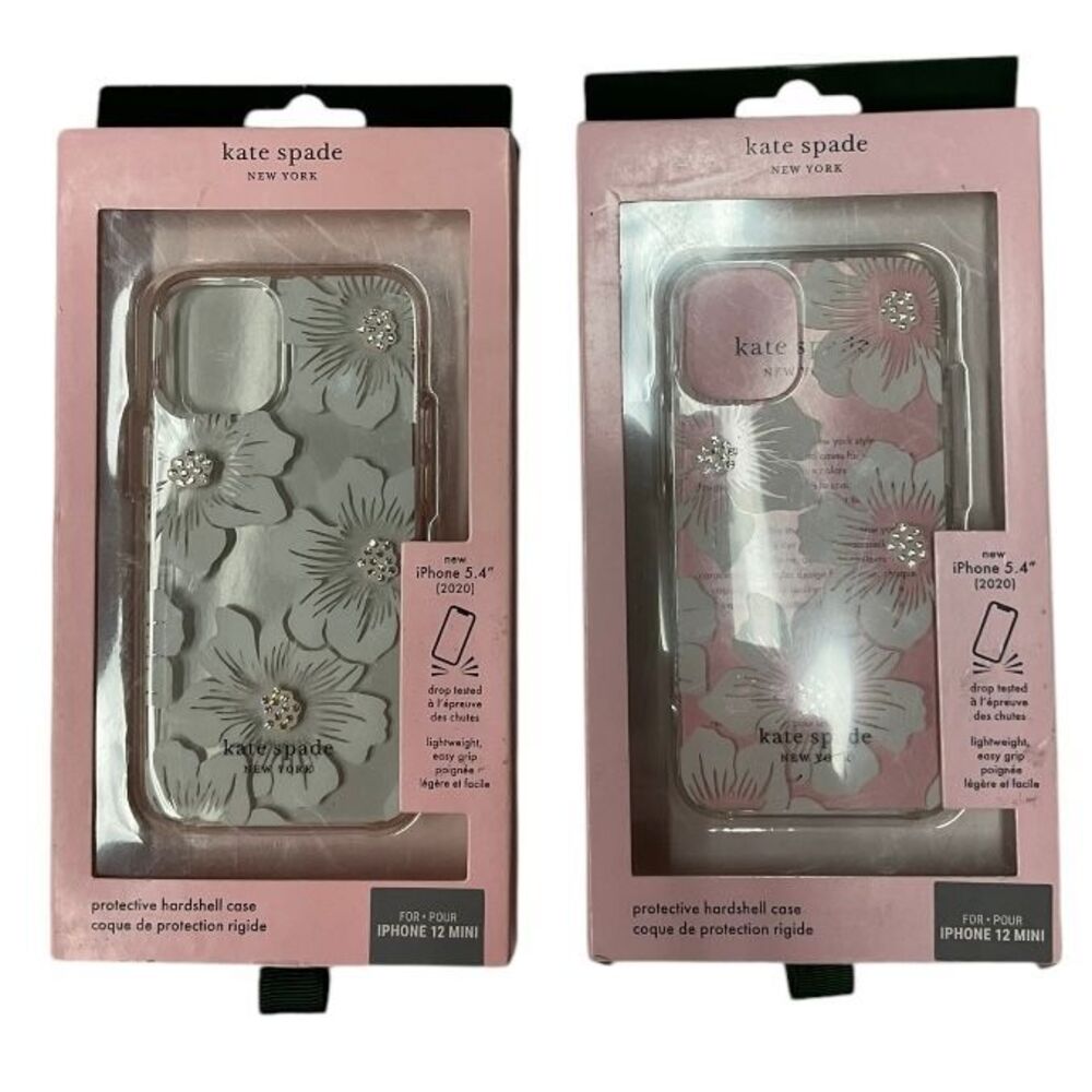 Kate Spade Floral Crystal Phone Case Protective Hardshell iPhone 12 Mini & 5.4"